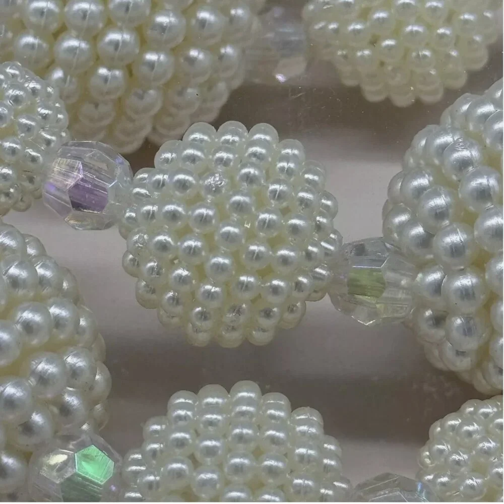 Rachel Zoe Garland Faux Pearls Iridescent Beads 12ft Christmas Tree Holidays NEW